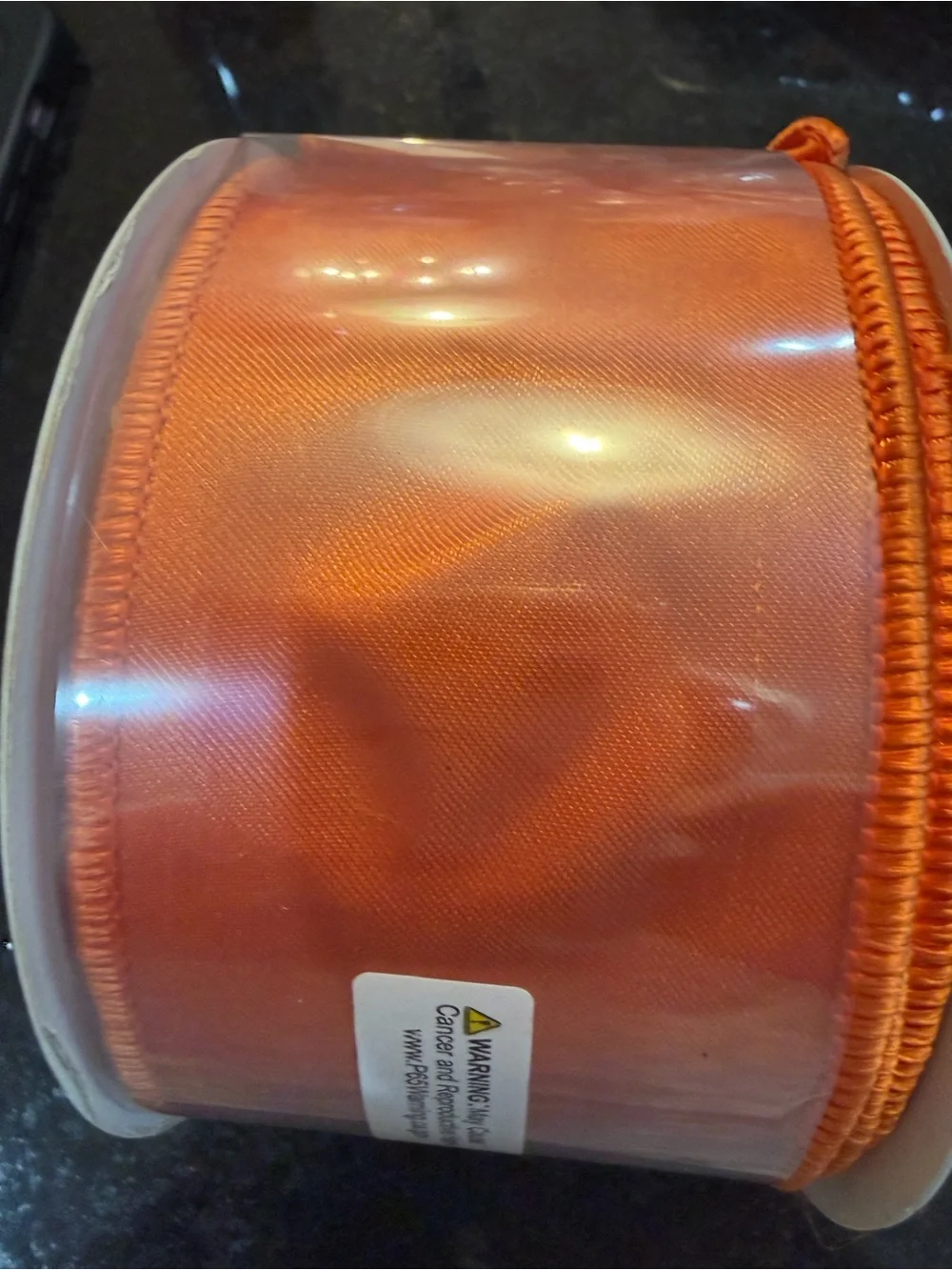 Orange Satin Wired Ribbon Roll - 2.5” x 10 yards